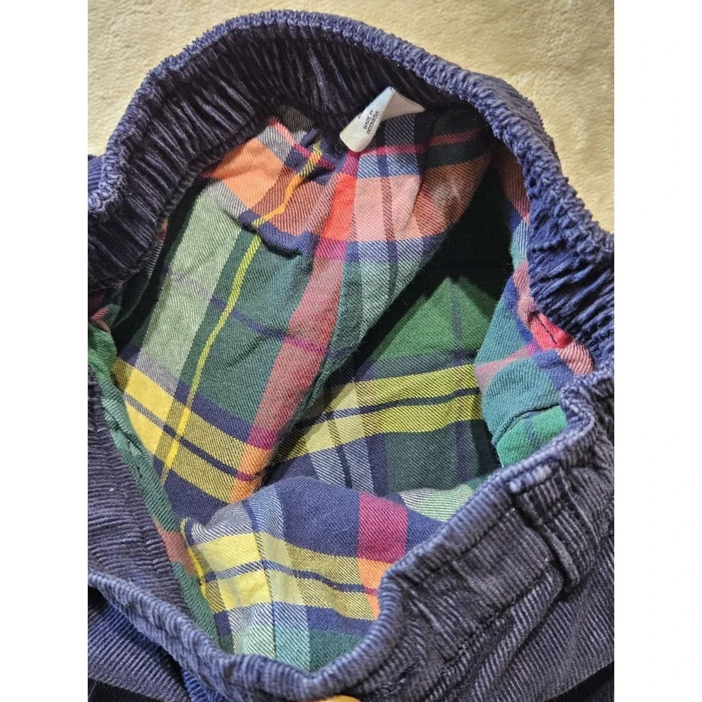 Baby GAP Corduroy Pants 18-24 Months Navy Blue Plaid Lined Elastic Waist Toddler